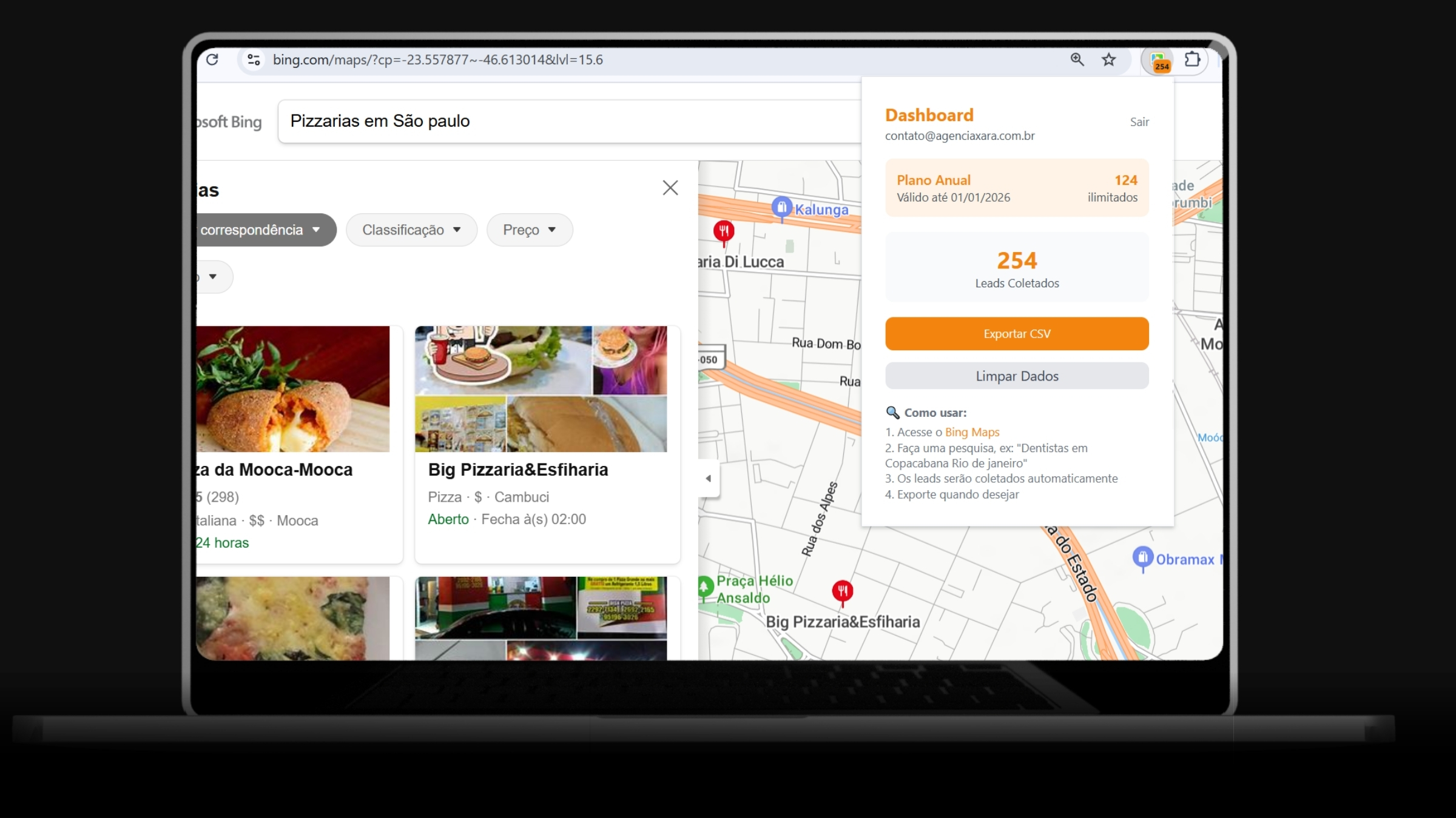 Captura da ferramenta Xará Extrator em funcionamento